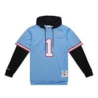 Men's Mitchell & Ness Warren Moon Light Blue Houston Oilers Player Name Number Hoodie Legacy Jersey