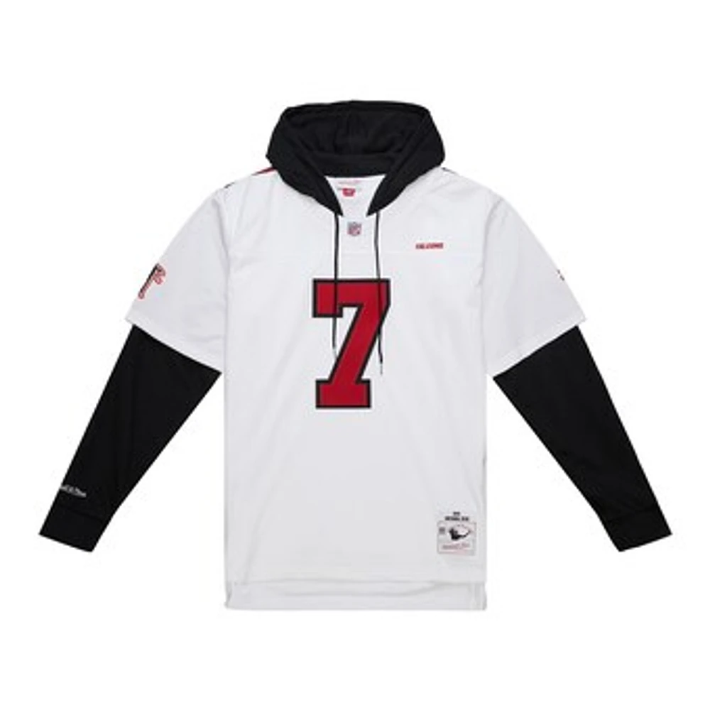 Men's Mitchell & Ness Michael Vick White Atlanta Falcons Player Name Number Hoodie Legacy Jersey