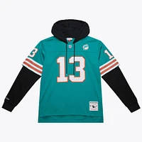 Men's Mitchell & Ness Dan Marino Aqua Miami Dolphins Player Name Number Hoodie Legacy Jersey