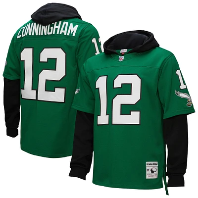 Men's Mitchell & Ness Randall Cunningham Kelly Green Philadelphia Eagles Player Name Number Hoodie Legacy Jersey