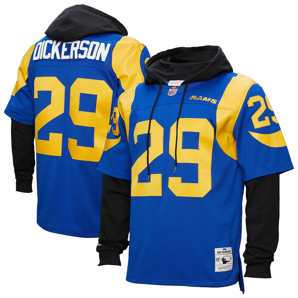 Men's Mitchell & Ness Eric Dickerson Royal Los Angeles Rams Player Name Number Hoodie Legacy Jersey