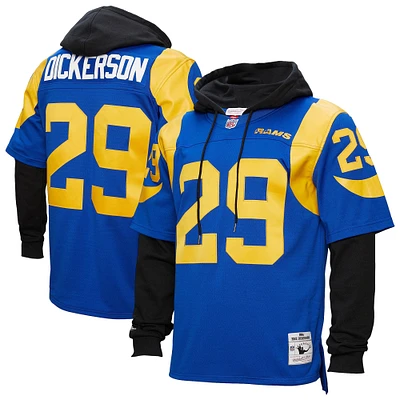 Men's Mitchell & Ness Eric Dickerson Royal Los Angeles Rams Player Name Number Hoodie Legacy Jersey