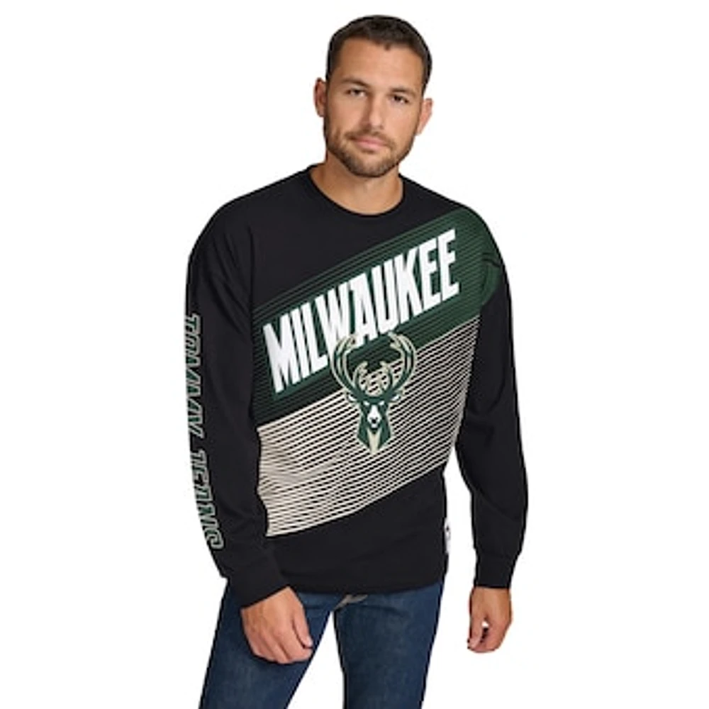 Men's Tommy Jeans Black Milwaukee Bucks Lucas Long Sleeve T-Shirt