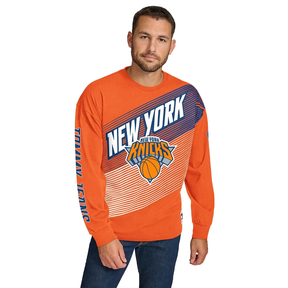 Men's Tommy Jeans Orange New York Knicks Lucas Long Sleeve T-Shirt