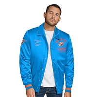 Men's Tommy Jeans Blue Oklahoma City Thunder Jacob Chain Stitch Applique Full-Snap Varsity Jacket