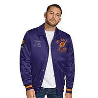 Men's Tommy Jeans Purple Phoenix Suns Jacob Chain Stitch Applique Full-Snap Varsity Jacket