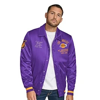 Men's Tommy Jeans Purple Los Angeles Lakers Jacob Chain Stitch Applique Full-Snap Varsity Jacket