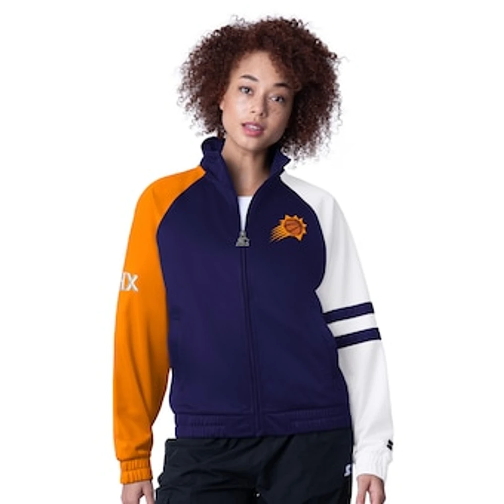 Women's Starter Purple Phoenix Suns Line Up Dolman Raglan Full-Zip Track Jacket