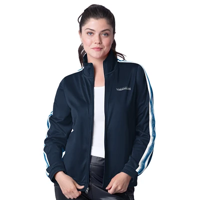 Women's G-III 4Her by Carl Banks Navy/Blue Minnesota Timberwolves Rebel Sequin Bling Full-Zip Track Jacket