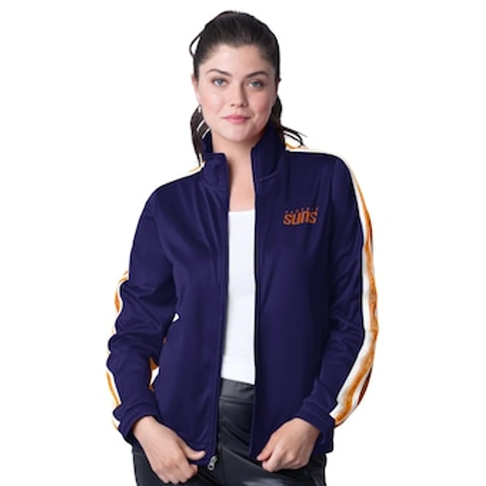 Women's G-III 4Her by Carl Banks Purple/Orange Phoenix Suns Rebel Sequin Bling Full-Zip Track Jacket