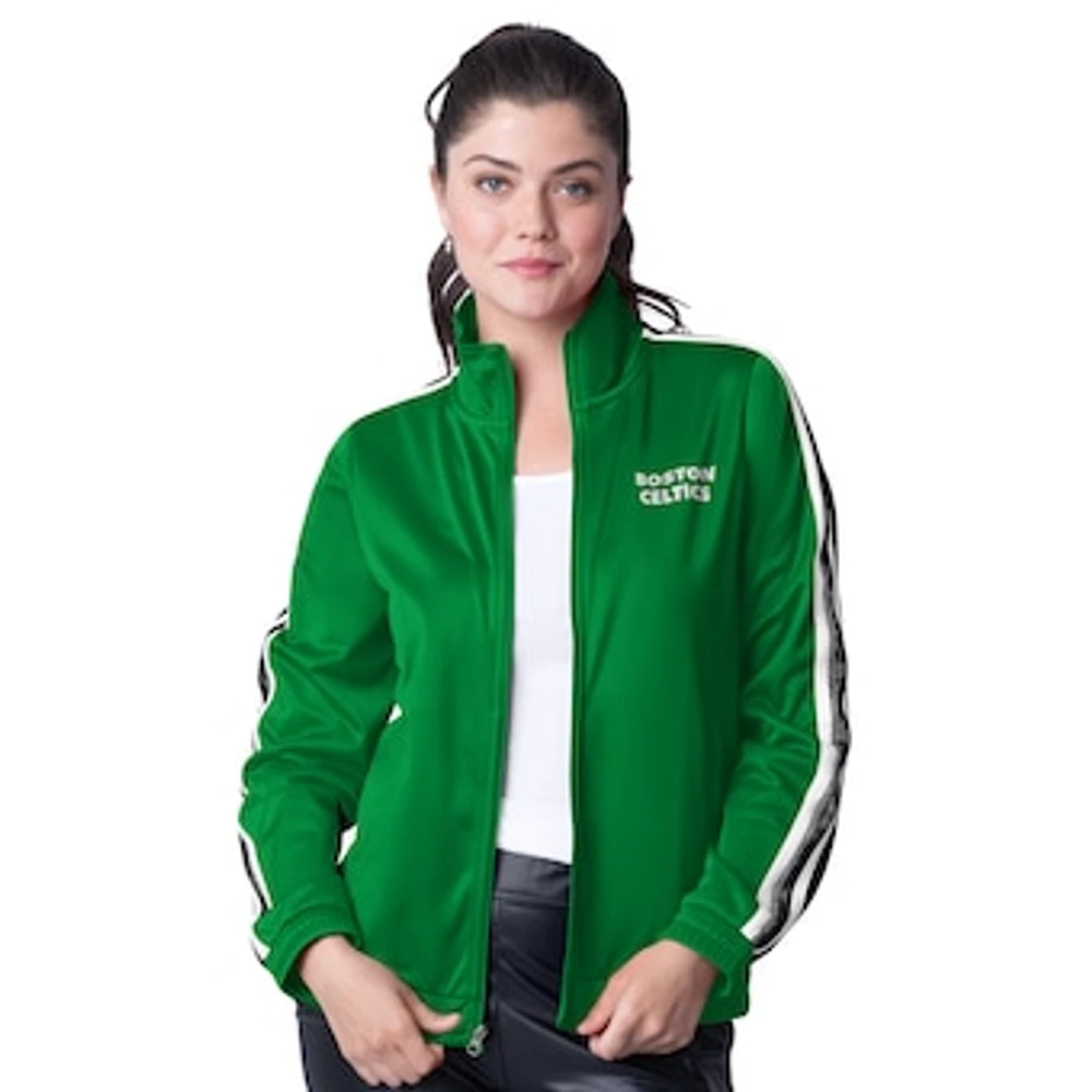 Women's G-III 4Her by Carl Banks Kelly Green/Gray Boston Celtics Rebel Sequin Bling Full-Zip Track Jacket