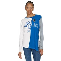 Women's Tommy Jeans White/Blue Dallas Mavericks Amelia Color Blocked Sequin T-Shirt