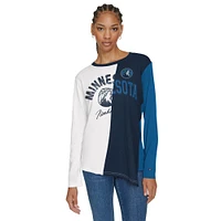 Women's Tommy Jeans White/Navy Minnesota Timberwolves Amelia Color Blocked Sequin T-Shirt