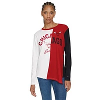 Women's Tommy Jeans White/Red Chicago Bulls Amelia Color Blocked Sequin T-Shirt