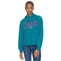 Women's Tommy Jeans Teal Charlotte Hornets Stella Cropped Pullover Hoodie