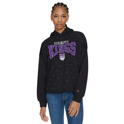 Women's Tommy Jeans Black Sacramento Kings Stella Cropped Pullover Hoodie