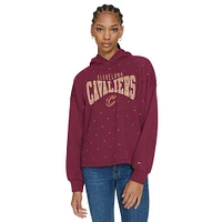 Women's Tommy Jeans Wine Cleveland Cavaliers Stella Cropped Pullover Hoodie