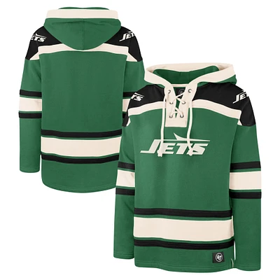 Men's '47 Green New York Jets Superior Lacer Pullover Hoodie