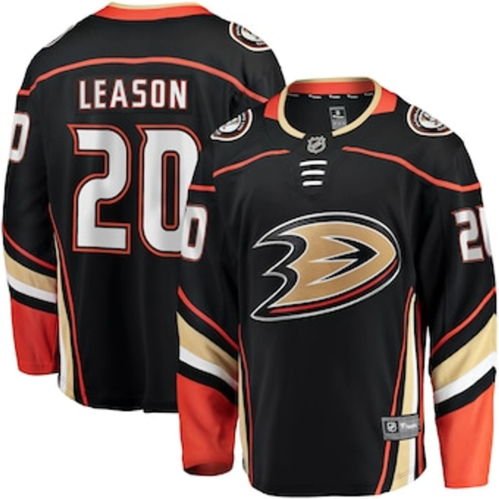 Men's Fanatics Brett Leason Black Anaheim Ducks Home Premier Breakaway Player Jersey