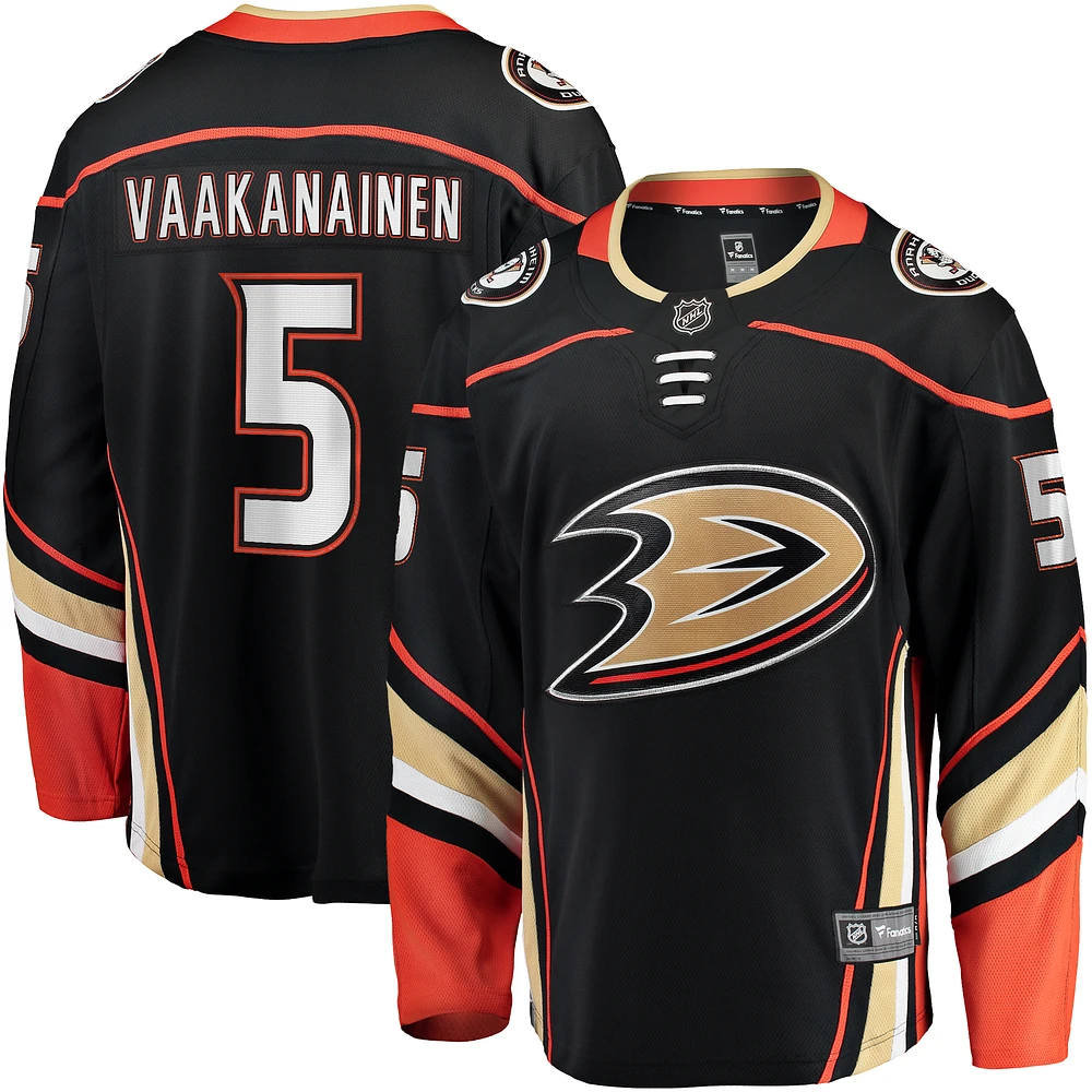 Men's Fanatics Urho Vaakanainen Black Anaheim Ducks Home Premier Breakaway Player Jersey