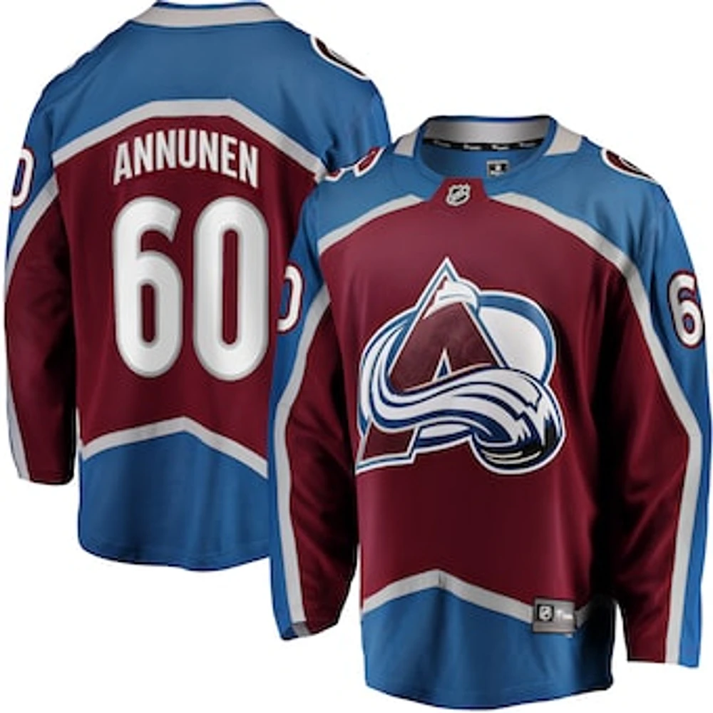 Men's Fanatics Justus Annunen Burgundy Colorado Avalanche Home Premier Breakaway Player Jersey