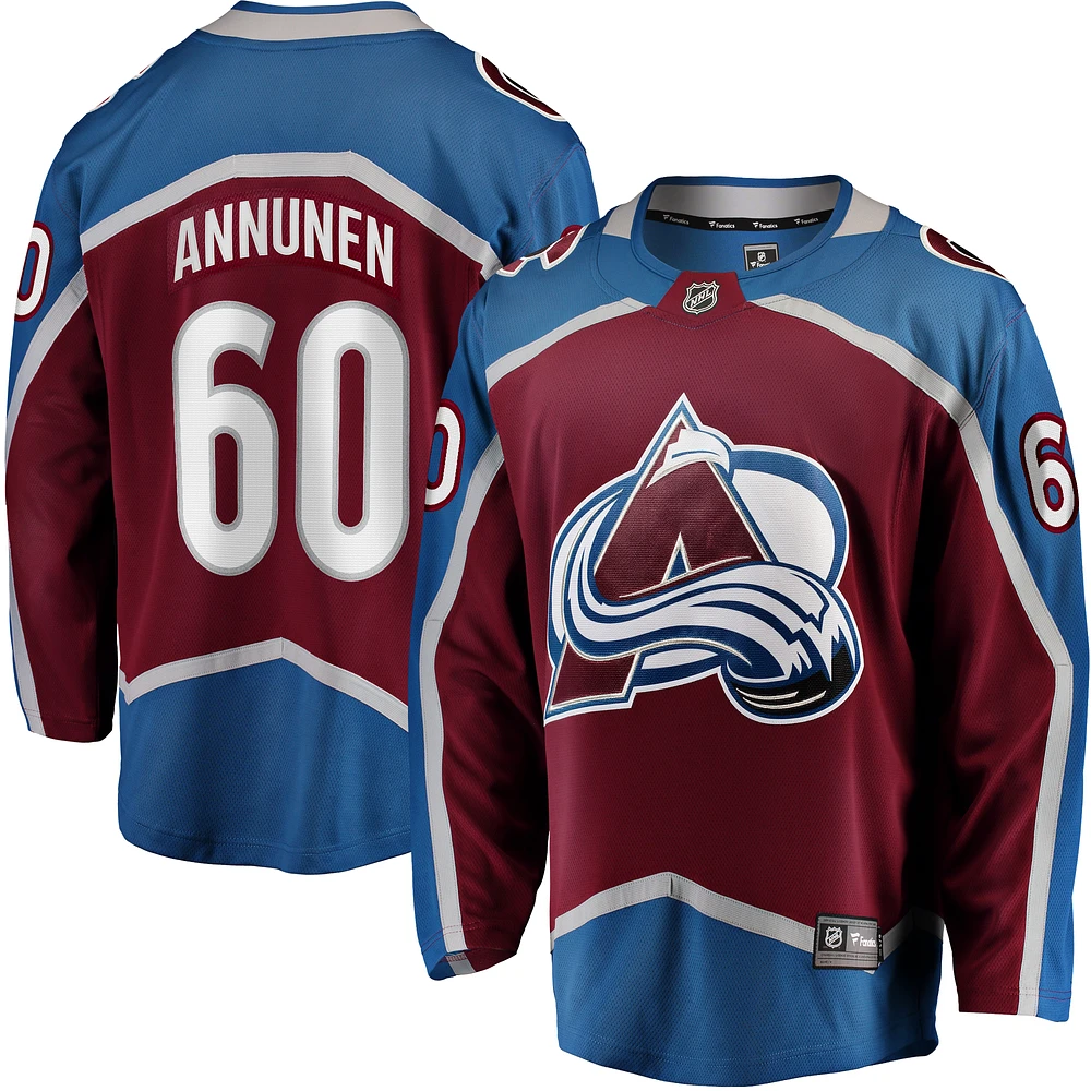 Men's Fanatics Justus Annunen Burgundy Colorado Avalanche Home Premier Breakaway Player Jersey