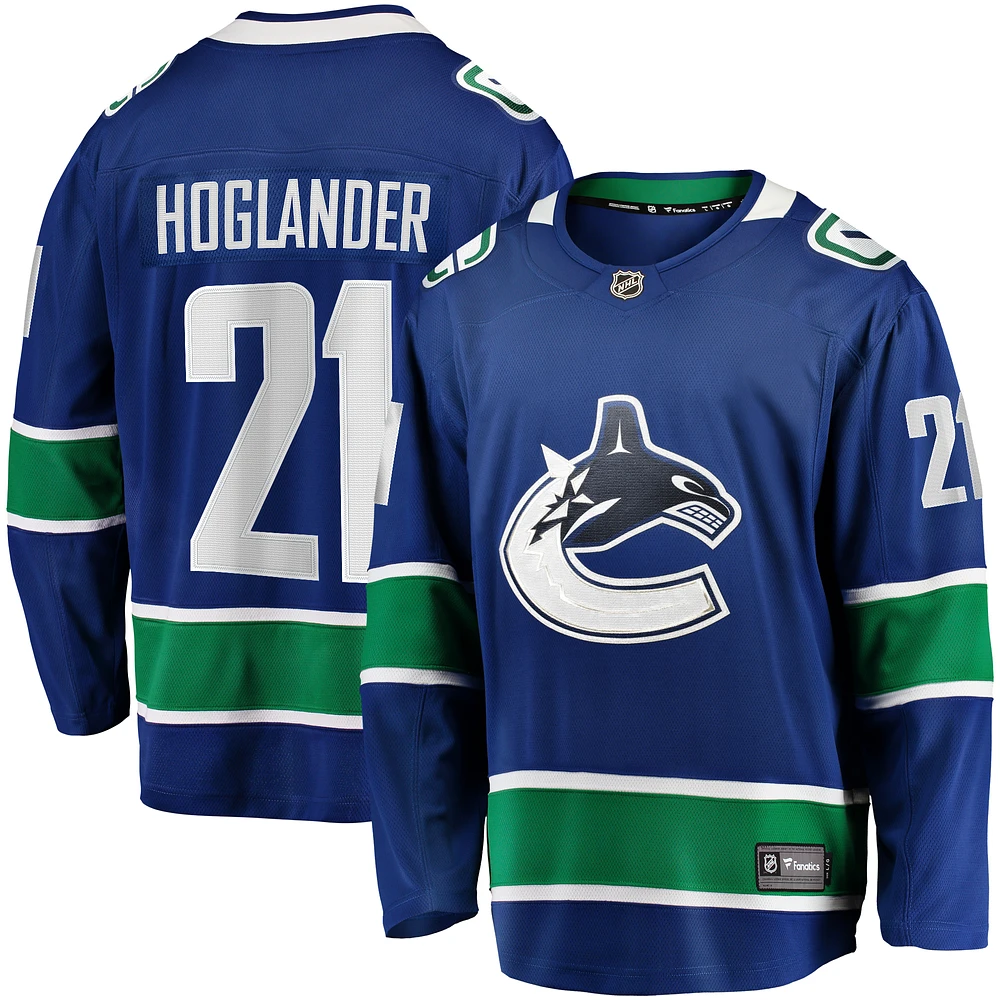 Men's Fanatics Nils Hoglander Blue Vancouver Canucks Home Premier Breakaway Player Jersey