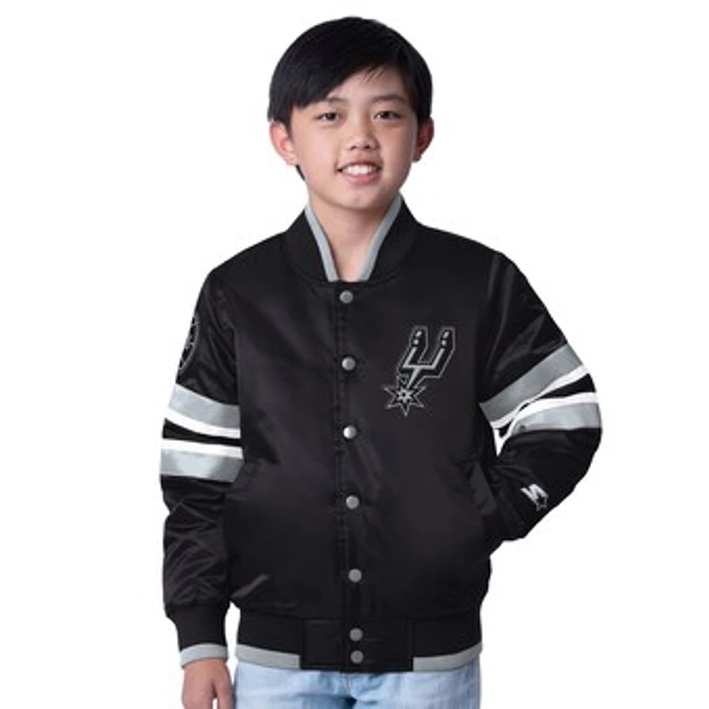 Youth Starter Black San Antonio Spurs Scout Varsity Full-Snap Jacket