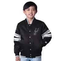 Youth Starter Black San Antonio Spurs Scout Varsity Full-Snap Jacket