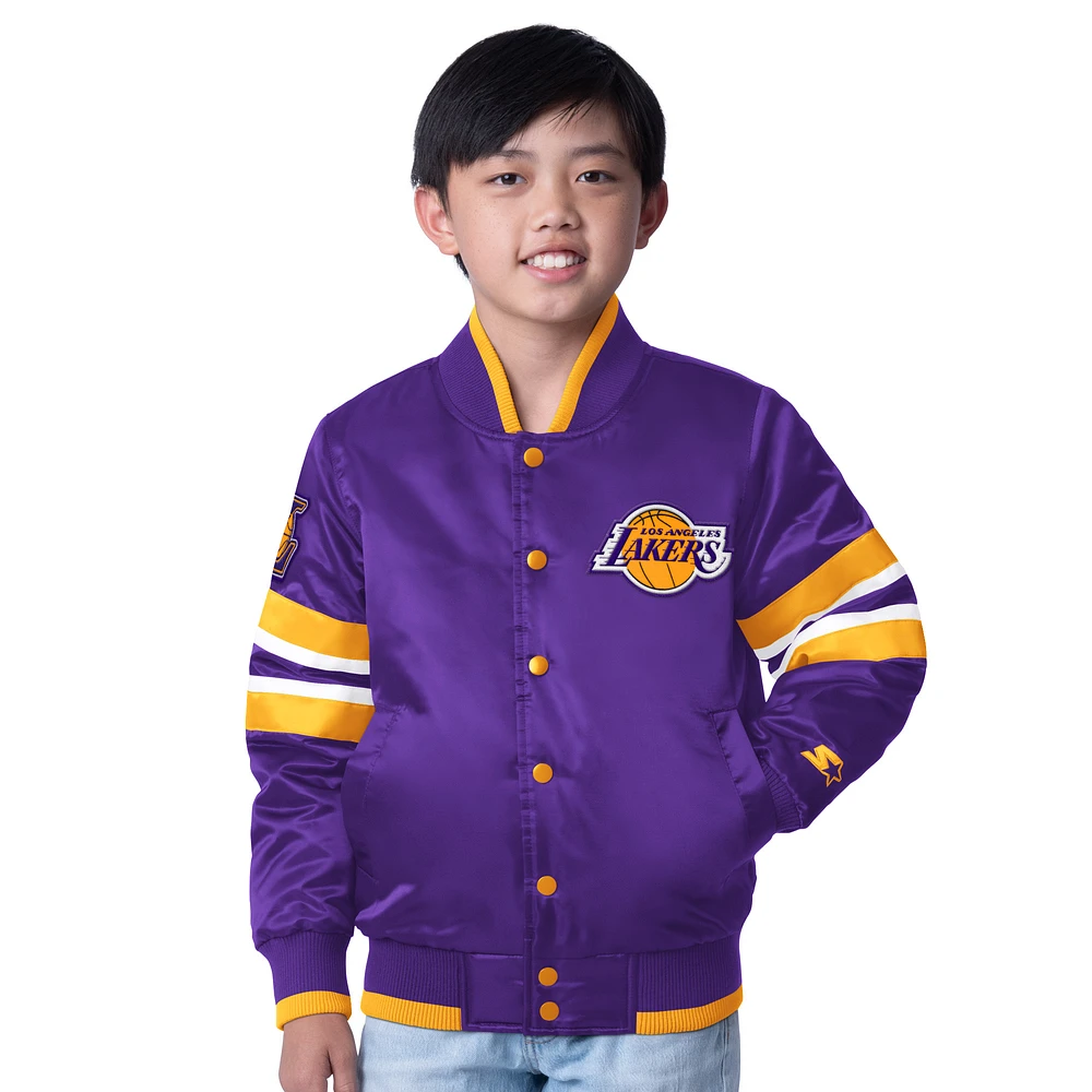 Youth Starter Purple Los Angeles Lakers Scout Varsity Full-Snap Jacket