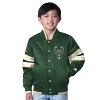 Youth Starter Hunter Green Milwaukee Bucks Scout Varsity Full-Snap Jacket