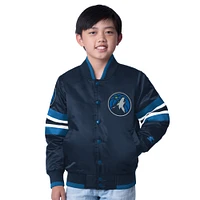 Youth Starter Navy Minnesota Timberwolves Scout Varsity Full-Snap Jacket