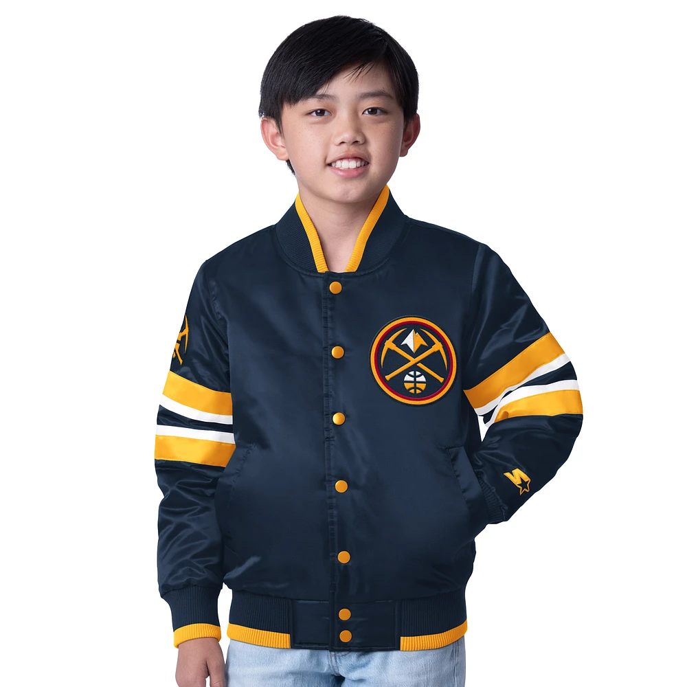 Youth Starter Navy Denver Nuggets Scout Varsity Full-Snap Jacket