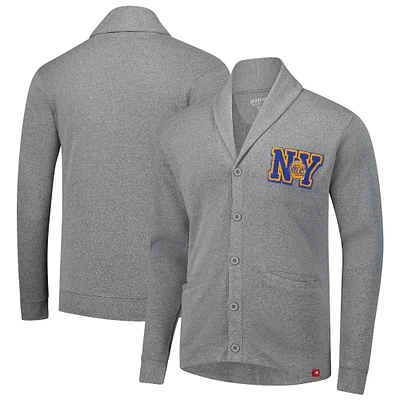 Unisex Sportiqe Heather Gray New York Knicks Henshaw Full-Button Cardigan Sweater