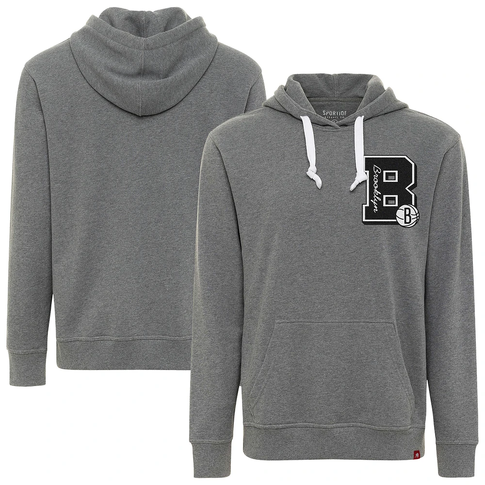 Unisex Sportiqe Heather Gray Brooklyn Nets Varsity Collection Blake Pullover Hoodie