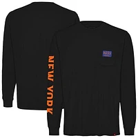 Unisex Sportiqe Black New York Knicks Wales Heavyweight Pocket Long Sleeve T-Shirt