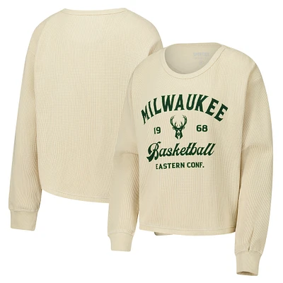 Unisex Sportiqe Cream Milwaukee Bucks High Country Collection Cullen Waffle Knit Long Sleeve T-Shirt