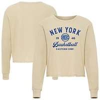 Unisex Sportiqe Cream New York Knicks High Country Collection Cullen Waffle Knit Long Sleeve T-Shirt