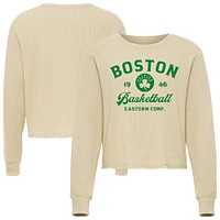 Unisex Sportiqe Cream Boston Celtics High Country Collection Cullen Waffle Knit Long Sleeve T-Shirt