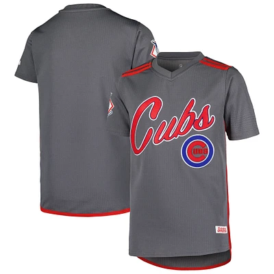 Youth Stitches Charcoal Chicago Cubs Team V-Neck Jersey