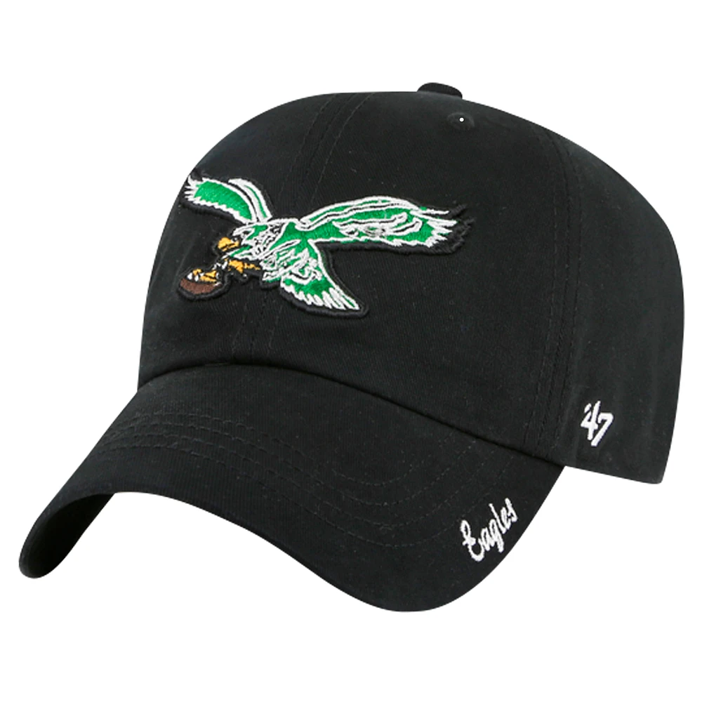 Women's '47 Black Philadelphia Eagles Miata Clean Up Legacy Adjustable Hat