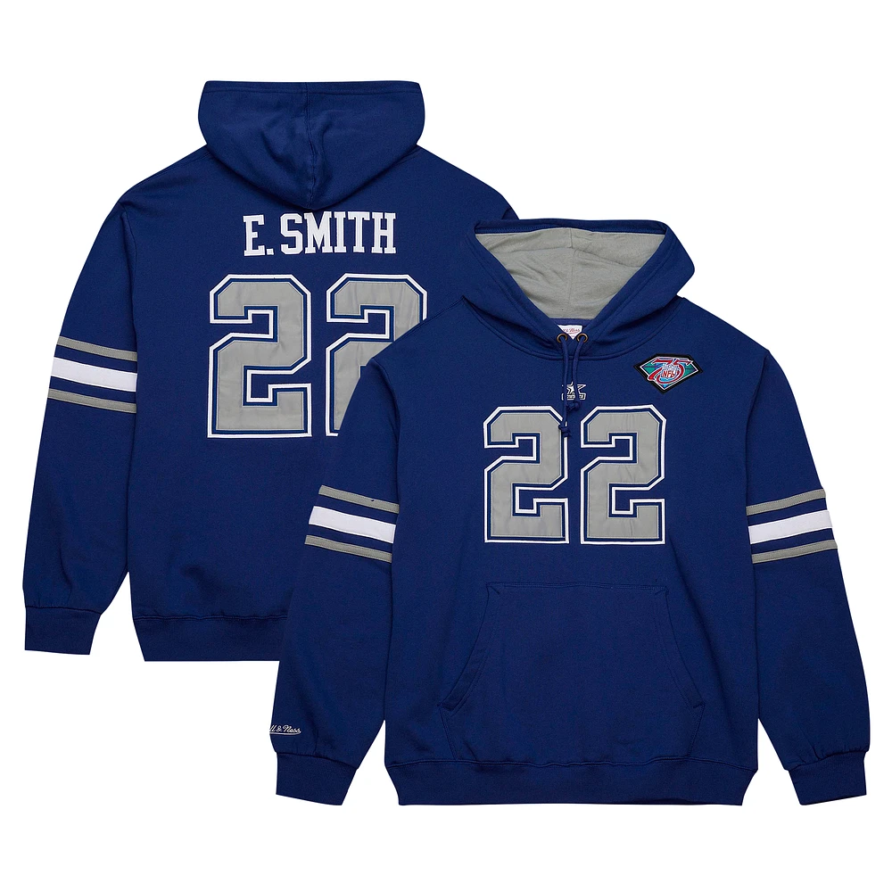 Men's Mitchell & Ness Emmitt Smith Navy Dallas Cowboys Retired Player Name Number Pullover Hoodie