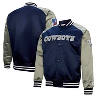 Men's Mitchell & Ness Deion Sanders Navy Dallas Cowboys Retired Player Graphic Full-Snap Satin Jacket