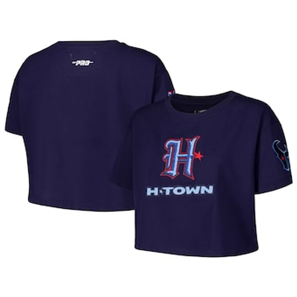 Women's Pro Standard Navy Houston Texans H-Town Cropped Boxy T-Shirt