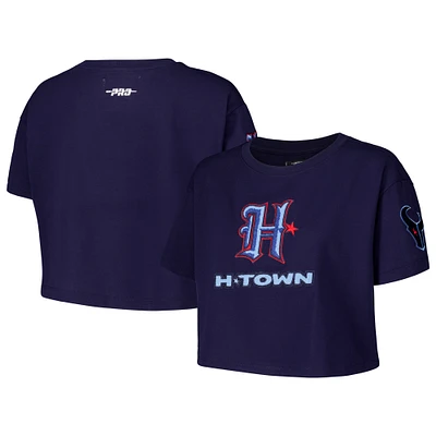 Women's Pro Standard Navy Houston Texans H-Town Cropped Boxy T-Shirt