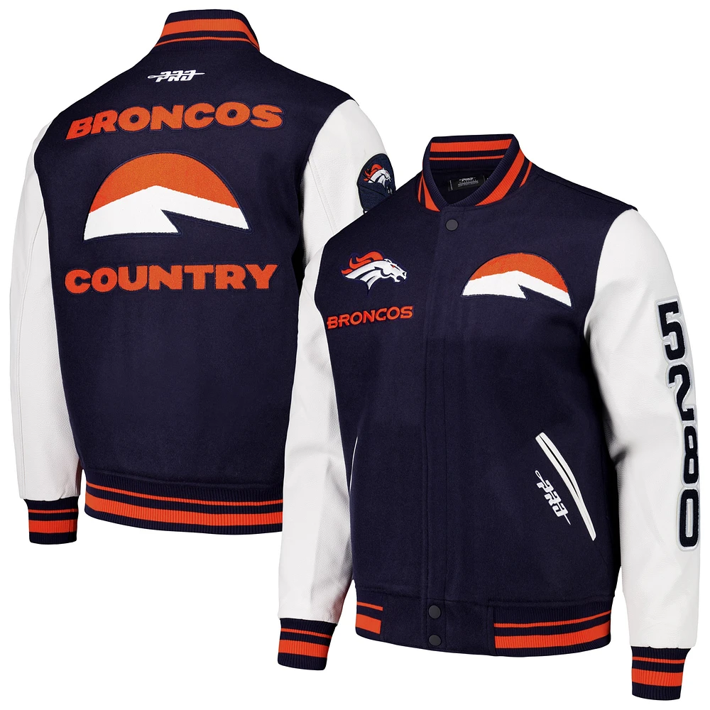 Men's Pro Standard  Navy Denver Broncos Classic Wool Varsity Full-Snap Jacket