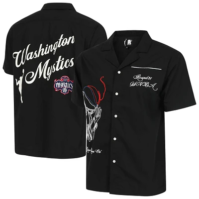 Unisex round21  Black Washington Mystics Lucky Strike Full-Button Bowling Shirt