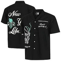 Unisex round21  Black New York Liberty Lucky Strike Full-Button Bowling Shirt