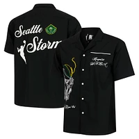 Unisex round21  Black Seattle Storm Lucky Strike Full-Button Bowling Shirt