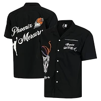 Unisex round21  Black Phoenix Mercury Lucky Strike Full-Button Bowling Shirt